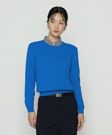 〔 TALLサイズ 〕 コットンダルストレッチ ケーブルプルオーバー