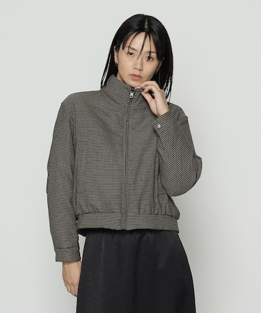 〔 TALLサイズ 〕 ドビーガンクラブチェック リバーシブルショートダウンブルゾン