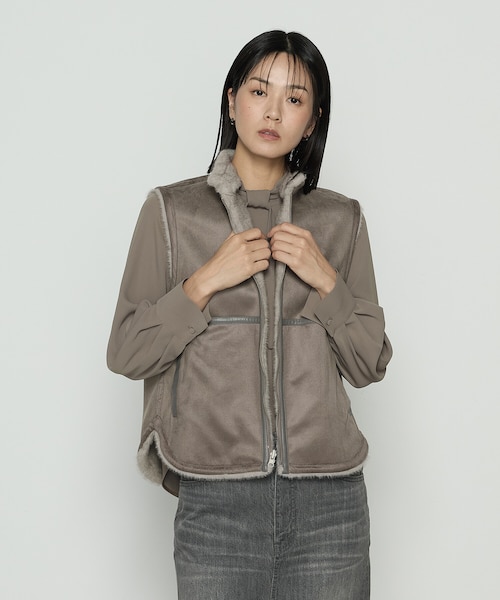 双子♡ ピンクラテ　リバーシブル　エコファー フーディ付き】モコモコ リバーシブルエコファー（ブルゾン