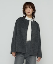 〔 Sサイズ 〕 アルパカシャギー ノーカラージャコット