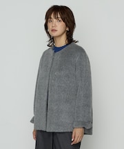 〔 TALLサイズ 〕 アルパカシャギー ノーカラージャコット