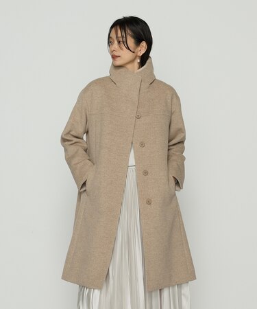 アンゴラウール スタンドフーデットコート