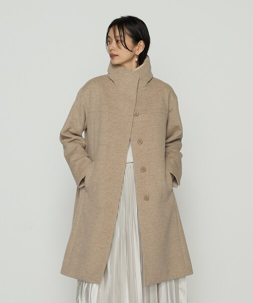 アンゴラウール スタンドフーデットコート
