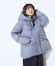 撥水ナイロンタフタ ミドル丈きれいめダウンコート