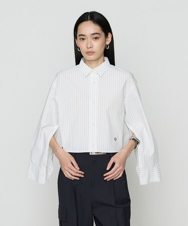 ストライプタイプライター／バルキーオックスフォード クロップドシャツ