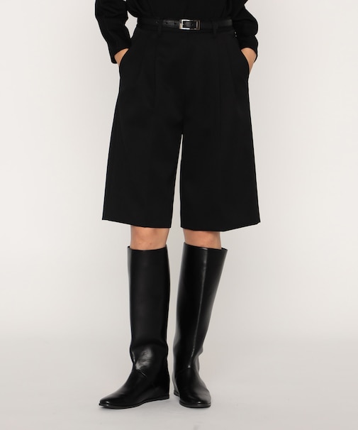 高密度 梳毛ウールギャバ フィールドハーフパンツ