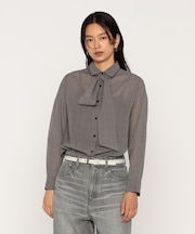 シアーグレンチェックボイル ボウタイシャツ