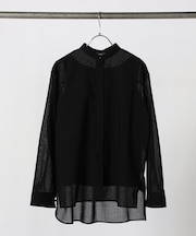 ウールボイル バンドカラーシャツ