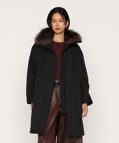 90s レトロ ヴィンテージ フェイクレザー調　ライナー付き　モッズコート 高密度微起毛ヴィンテージツイル ライナー付きモッズコート｜コムサの