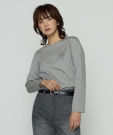 スーピマバイオシルスムース ビジュー刺繍Tシャツ