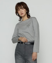 〔 TALLサイズ 〕 スーピマバイオシルスムース ビジュー刺繍Tシャツ