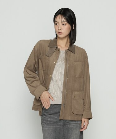 〔 TALLサイズ 〕 ストレッチスエード調 ブルゾン