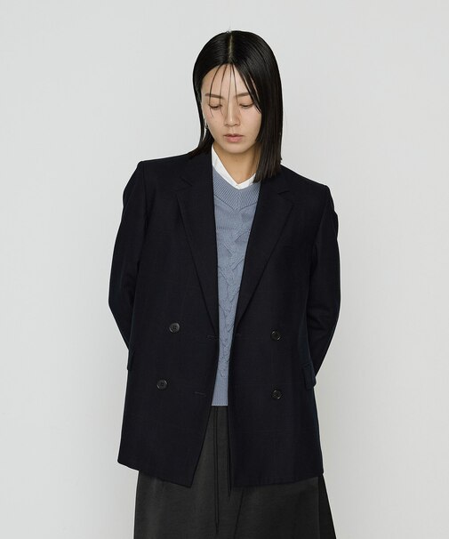 〔 TALLサイズ 〕 トリアセウールフラノウィンドペン ダブルジャケット