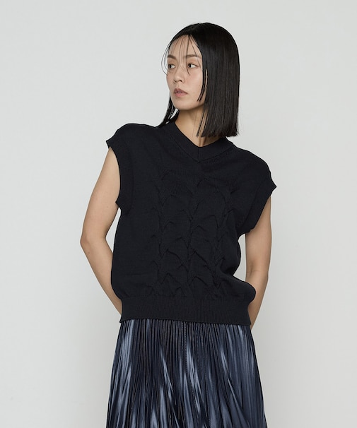 〔 TALLサイズ 〕 コットンポリエステルリリヤーン ニットベスト