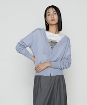 ウール梳毛 Vネックカーディガン