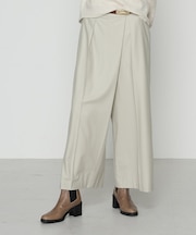 【セットアップ対応】ストレッチフラノ アシンメトリータックワイドパンツ