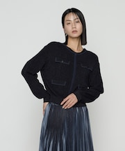 モールジャカードニット ジップアップカーディガン