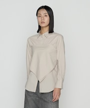 コットンナイロンシャンブレー カーチフ付きシャツ