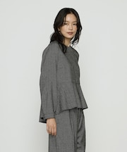 ピンヘッドツイード ペプラムブラウス