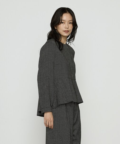 ピンヘッドツイード ペプラムブラウス