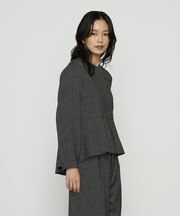 〔 Sサイズ 〕 ピンヘッドツイード ペプラムブラウス