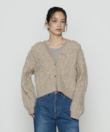 〔 TALLサイズ 〕 パイル編み  Vネックカーディガン