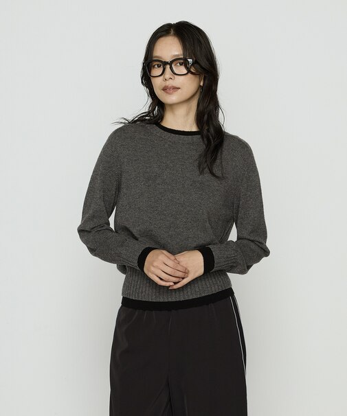 〔 TALLサイズ 〕 カシミヤ混ウール バイカラーニット