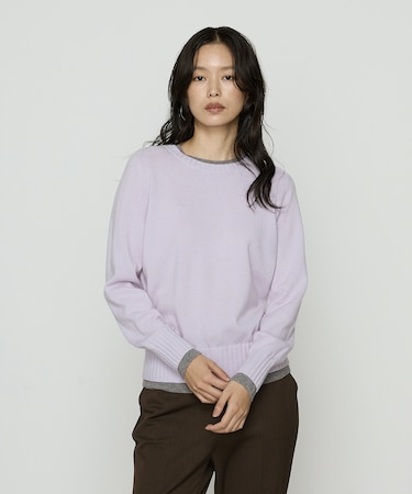 〔 TALLサイズ 〕 カシミヤ混ウール バイカラーニット