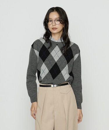 アーガイルニット プルオーバー