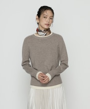 カシミヤ混ウール バイカラーニット