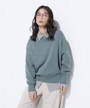 天竺編 ロゴ入りニットプルオーバー