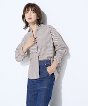 オーガニックキュプラ混 ストライプシャツ