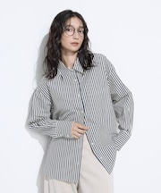 オーガニックキュプラ混 ストライプシャツ