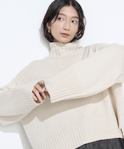 天竺編 ハイネックニットプルオーバー