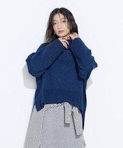 天竺編 ハイネックニットプルオーバー