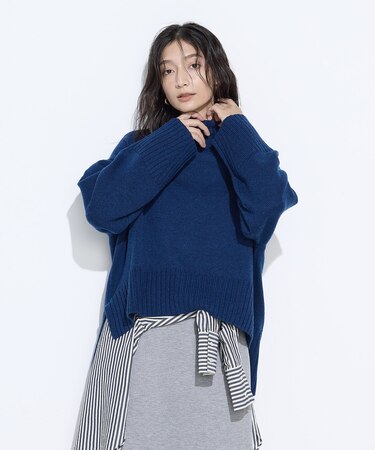天竺編 ハイネックニットプルオーバー