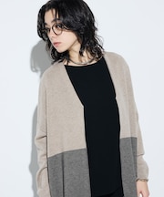 ウール混スムース ジップカーディガン