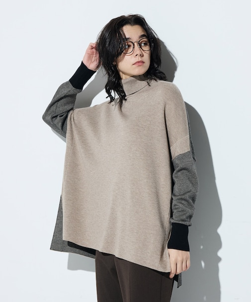 ウール混スムース タートルプルオーバー