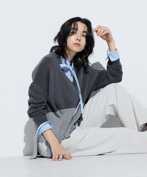 〔 TALLサイズ 〕 ウール混スムース ジップカーディガン