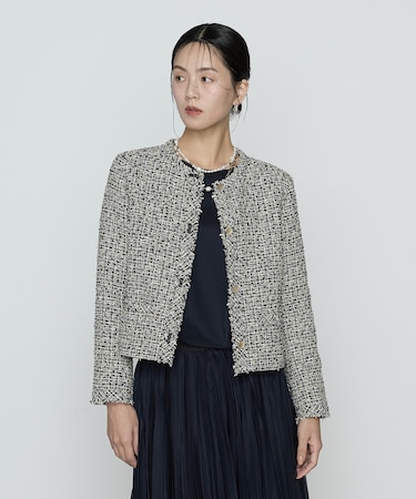 セレモニーツイード ノーカラージャケット