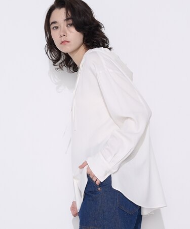 レーヨンツイル フーディーブラウス