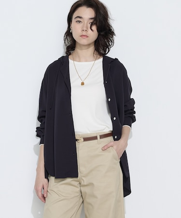 レーヨンツイル フーディーブラウス