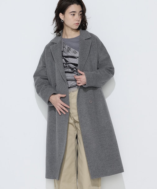 リサイクルアンゴラウール ロングチェスターコート