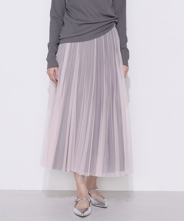 〔 TALLサイズ 〕 ソフトチュール×ウーリー分繊トリコット広巾 スカート