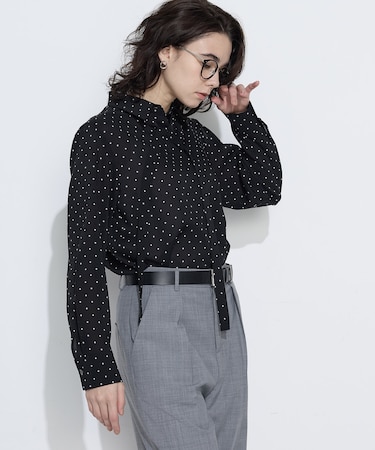 〔 TALLサイズ 〕 ドットプリント ボウタイシャツ