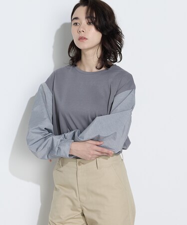 〔 TALLサイズ 〕 TCポンチ 異素材プルオーバー