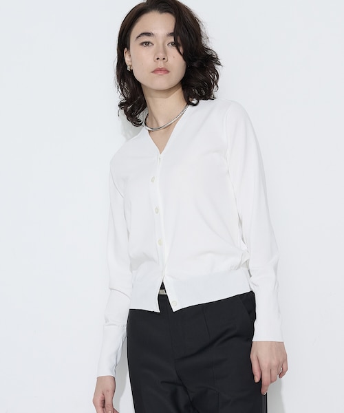 TALLサイズ 〕 コットンダルストレッチ Vネックカーディガン｜コムサの