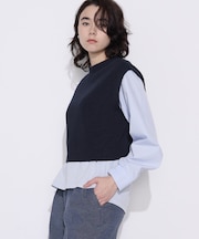 〔 Sサイズ 〕 コットンポリエステルリリヤーン 前後切り替えベスト