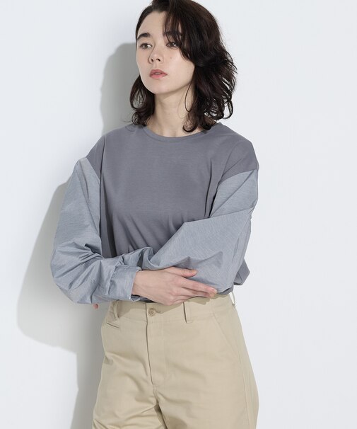 TCポンチ 異素材プルオーバー