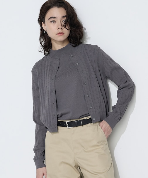 〔 Sサイズ 〕 コットンダルストレッチ ケーブルカーディガン